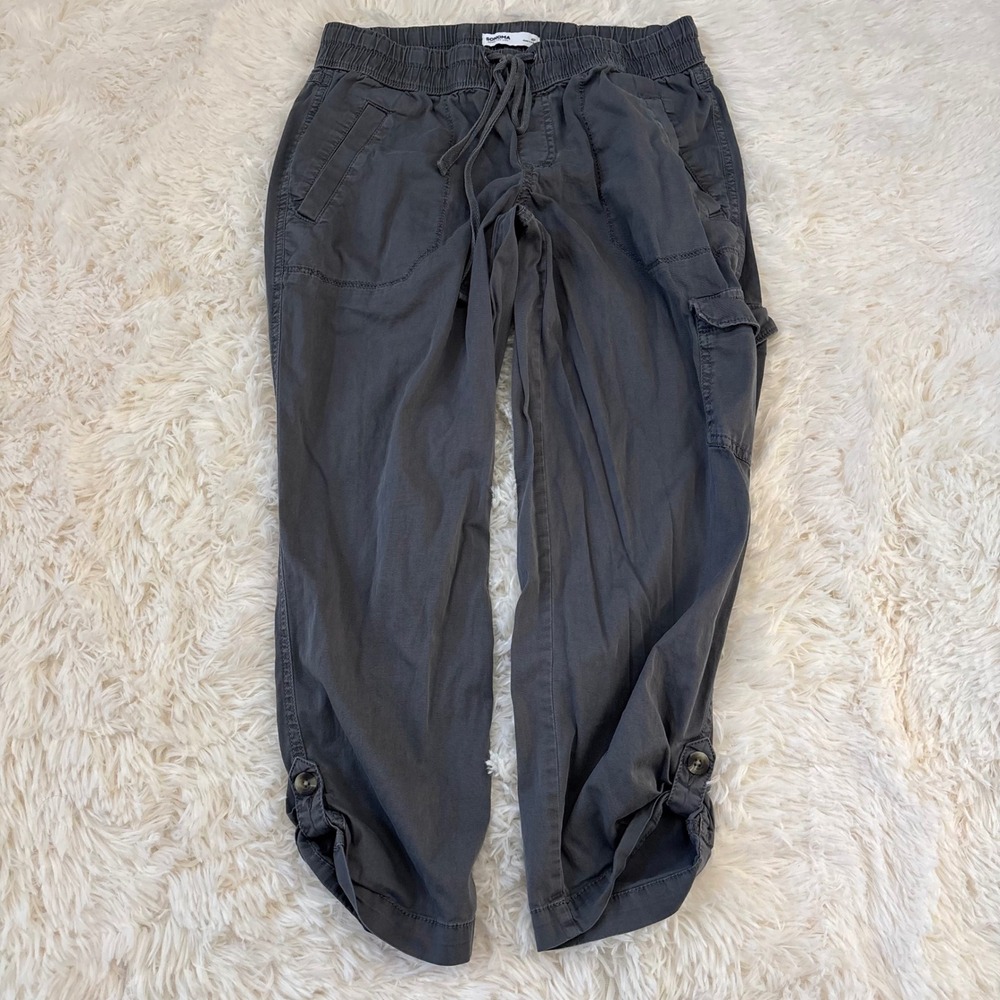 Sonoma Goods For Life Gray Utility Cargo Jogger Pants Petite 4P Roll Tab Cuffs
